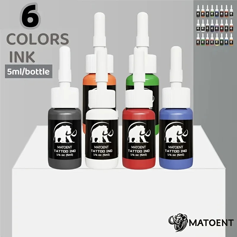 Professional Tattoo Ink Kit - Multi-Color Set, Odorless & Alcohol-Free for Beginners and Artists.