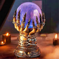 Witch's Grasp Crystal Ball Light - Gothic Decor LED Lamp, Skeleton Hand Crystal Ball, Mystical Home Decor for Halloween & Cospla