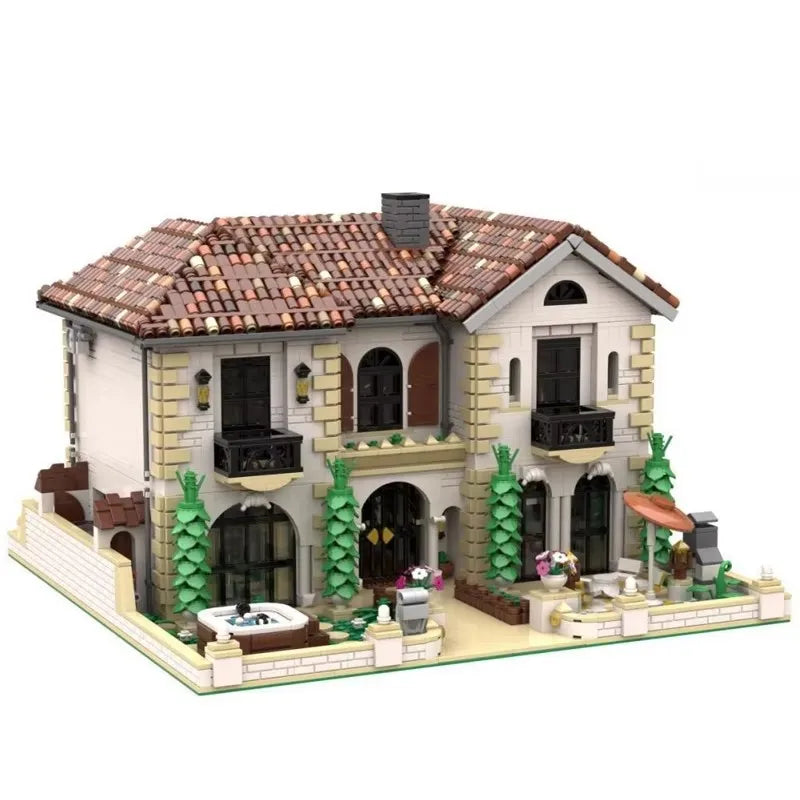 6458PCS City Hot Selling Street View Moc Mediterranean town villa model DIY creative ideas ChildToy Assembly Puzzle birthdayGift