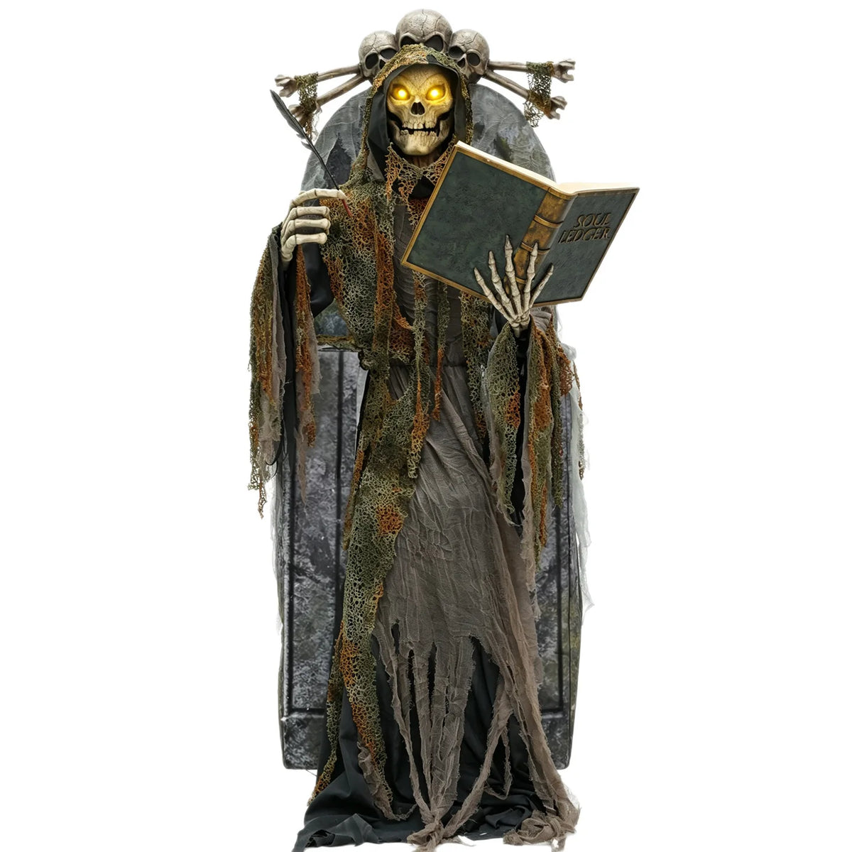 Halloween Animatronics Decoration Large Mechanical Soul Reaper Skeleton Light Up Ornament Haunted House Scene Layout