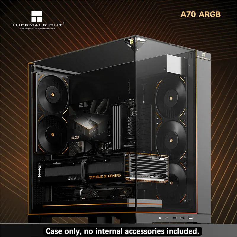 Thermalright A70 Panoramic Pillarless Mid-Tower Gaming Desktop Case - Three-Sided Glass Panels / Supports 360mm Liquid Cooling