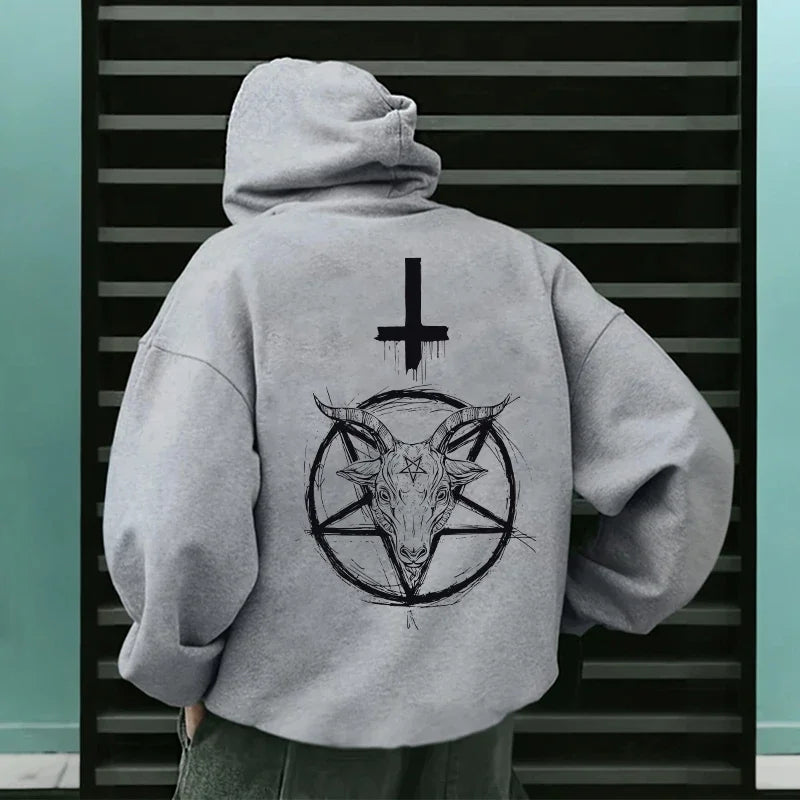 666 Symbol Male Autumn Winter Pullover Casual Top Tracksuit Demonic Print Men's Hoodies 2025 Streetwear Gothic Satan Sweatshirt