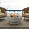 Propane Outdoor Fire Pit Table, Flint & Concrete Look 32-inch Round Patio Propane Fire Table 50,000 BTU w/Lid, Glass, Custom