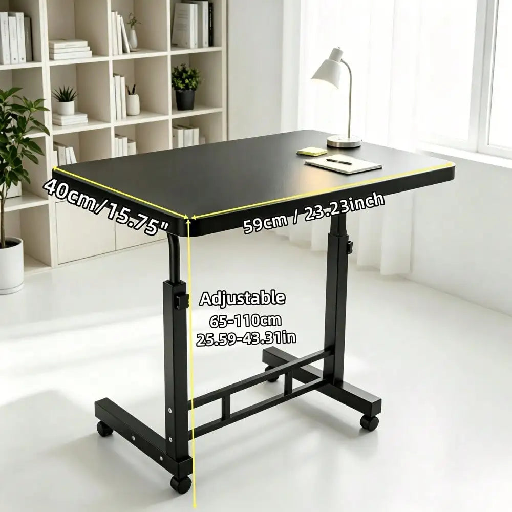 Mobile Office Desk, Convenient Small Computer Desk, Wheeled Learning Desk, Mobile Desk With Adjustable Height, Standing And Lifting Desk, Multifunctional, Suitable For Bedside, Sofa, Study, Handmade - Black/White For Home Office