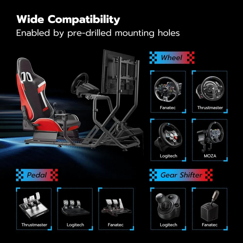 Racing Simulator Cockpit with Monitor Mount Seat Formula GT Sim Racing Frame for PS5 PS4 Xbox PC Gaming