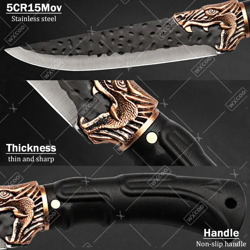8PCS Professional Kitchen Chef Knife Set Stainless Steel Forged for Cooking Meat Vegetable Fish Utility Cutting