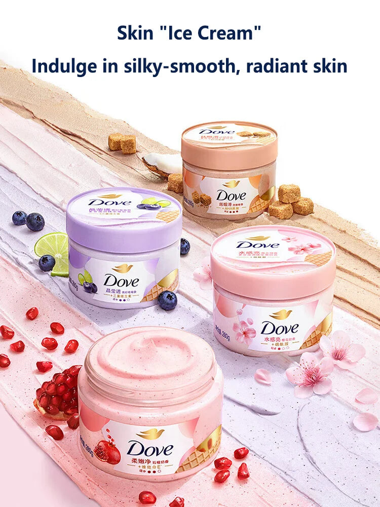 Dove Pomegranate Seed Scrub Cream Exfoliates Chicken Skin Moisturizes the Whole Body Deeply Cleanses Brighten Skin Tone Rubs Mud