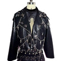 90s Gothic Y2K Vegan Leather Skull Studded Jacket Coat E-Girls DIY Punk Rock Chain Goth Hand Made Grunge Trendy Harajuku Eco Emo