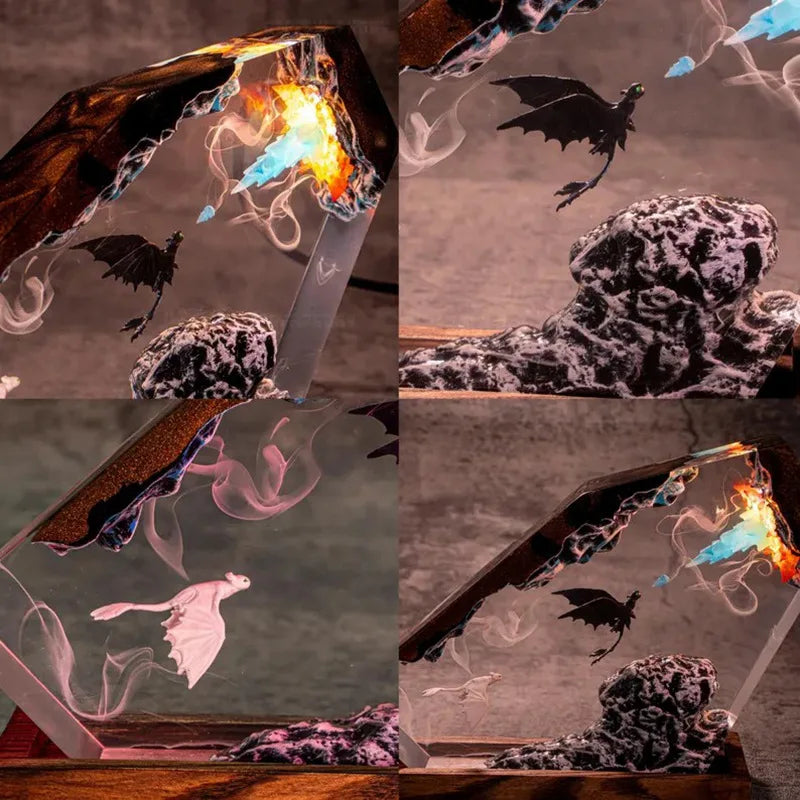 Cross-border Dragon Training Master Resin Light Toothless & Light Fury Night Fury White Epoxy Resin Ornament