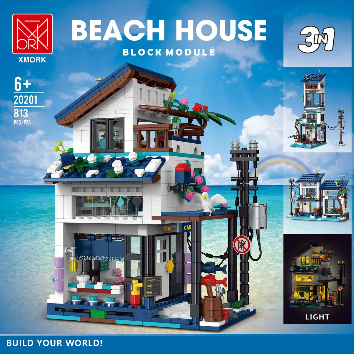 Christmas Gifts The Beach House Three In One Model Modular Street View Series DIY Toys Building Blocks Bricks Boy's For Kids