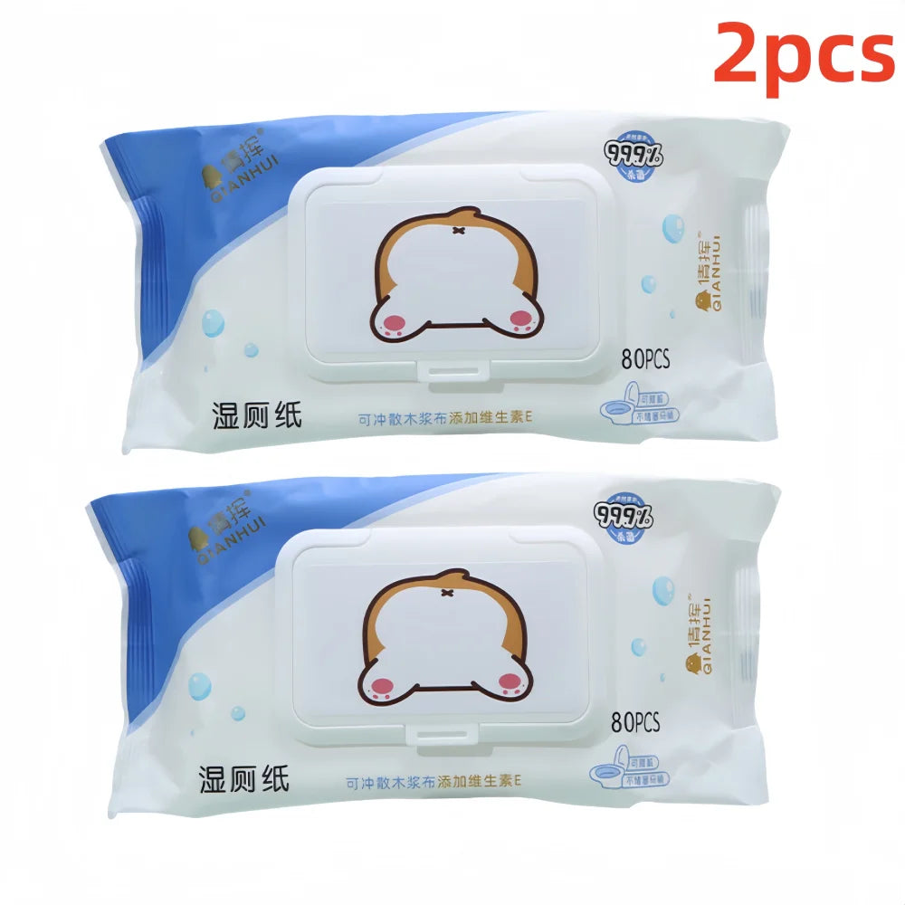80 Pieces/Pack, Wet Toilet Paper, for Men and Women to Clean Their Private Parts, Wipe Their Buttocks, Antibacterial Toilet Wet