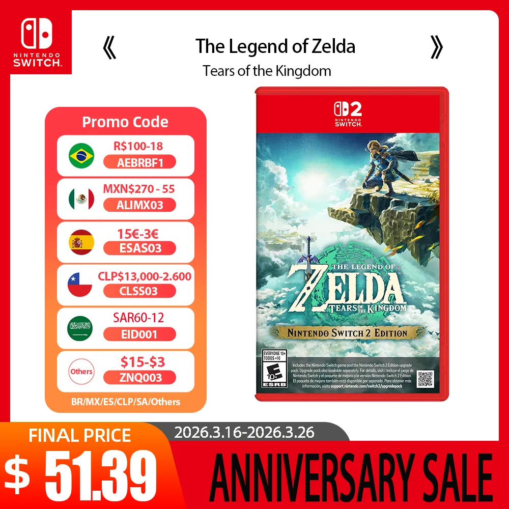 Nintendo Switch 2 -The Legend of Zelda: Tears of the Kingdom - Games Adventure Action and RPG Genre Switch 2 Edition