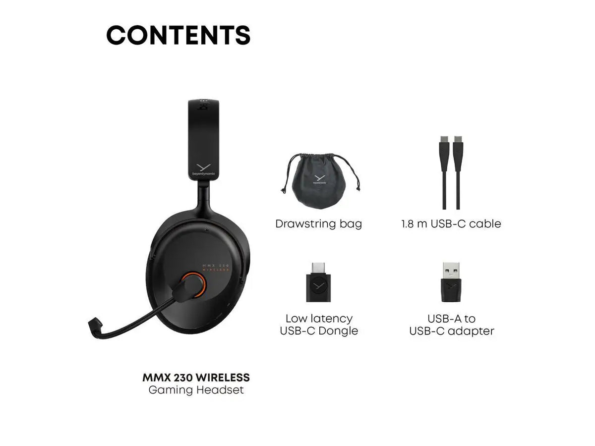 Beyerdynamic MMX 230 Wireless Gaming Headset in Black with Active Noise Cancellation, Low-latency dongle, 60-hour battery life with replaceable battery