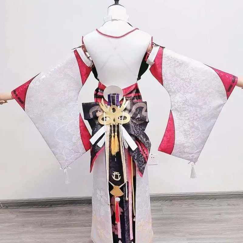 Yae Miko Full Set Guuji Yae Cosplay Costume Wig Earning Headwear Ears Tail for Comic Con