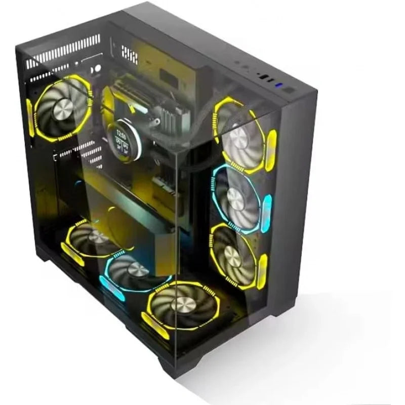 HALL GAMING O11 Vision Compact Stainless Steel ATX Mid Tower PC with Contact Back Support - O11VPX Black Case PC