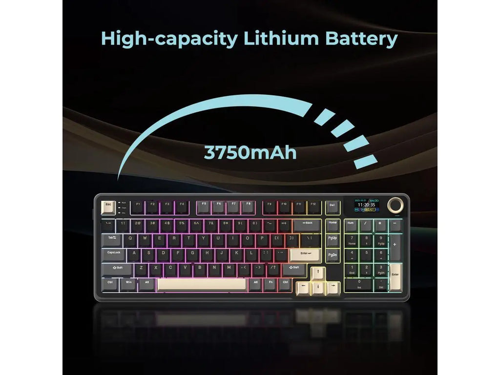Rosewill Neon S96 Wireless Mechanical Gaming Keyboard, 98-Key Layout w/ Volume Knob, Bluetooth / 2.4GHz / USB-C, Hot-Swappable Brown Switches, RGB Backlit, 3750mAh Battery, Windows & macOS, Black