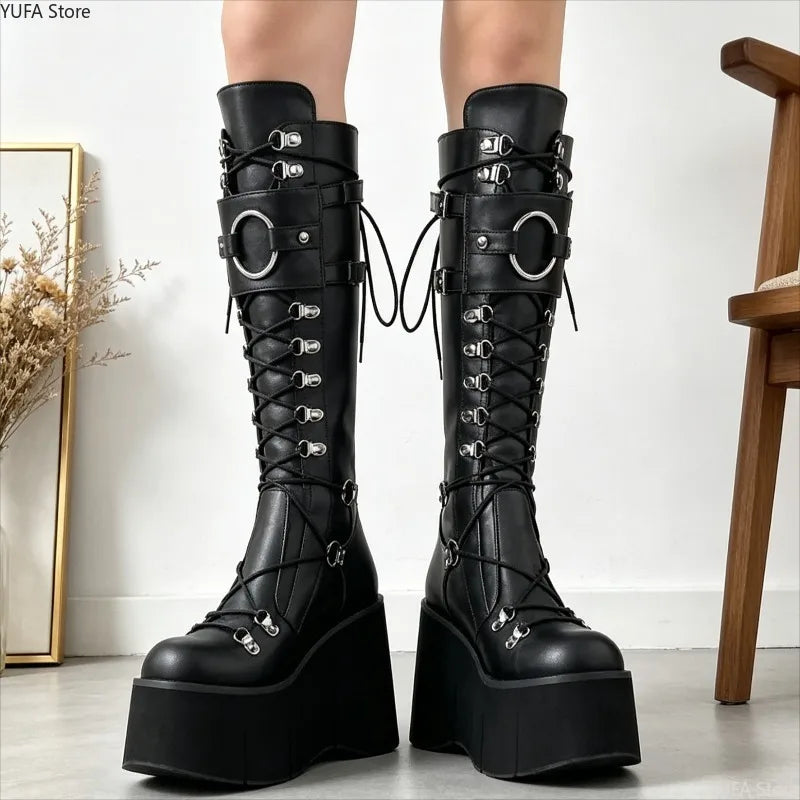 Wedges Long Boots for Women Gothic Shoes Over-the-knee Boots Cosplay High Platform Women Boots New High Heel Ladies Boot Botas