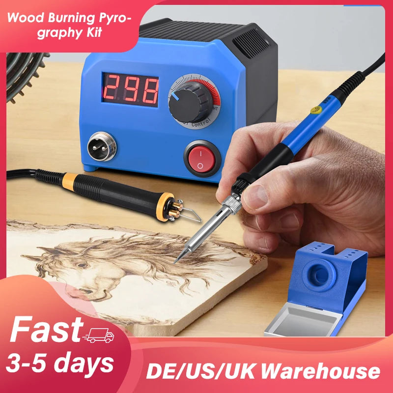 Wood Burning Pyrography Kit with 23 Wire Nibs,100~700℃ Adjustable Temperature Wood Burning Pen Station for Adult Beginners DIY