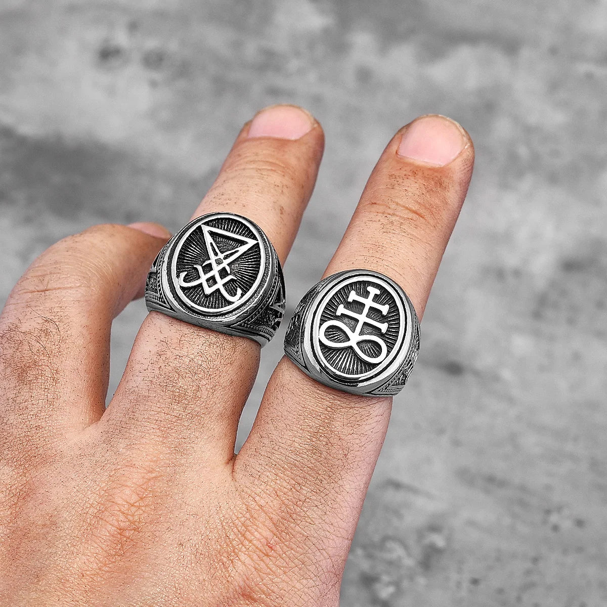 Vintage Lucifer Satan Stainless Steel Mens Rings Gothic Unique Punk  for Male Boyfriend Biker Jewelry Creativity Gift Wholesale