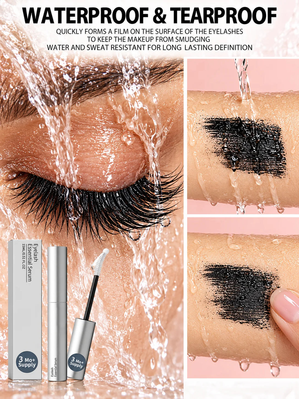 Fast Natural Curling Eyelash Essence – Precision Brush for Defined Eye Makeup, Lightweight Hydrating Formula, Daily Lash Care