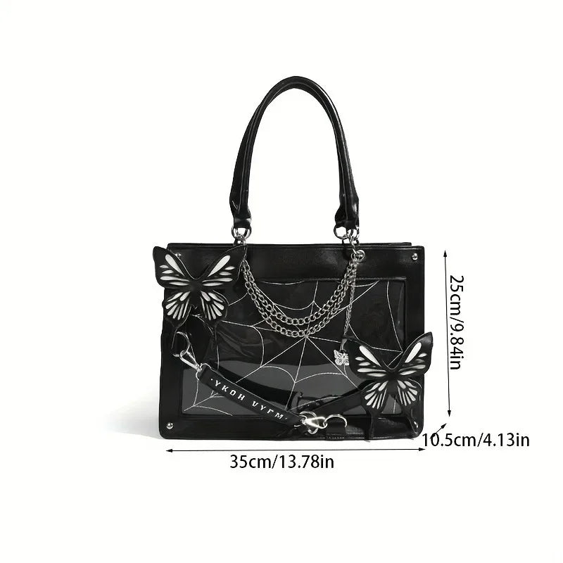 Dark Style Maze Butterfly Ita Bag Tote Shoulder Handbag for Women Goth Harajuku Casual Purse