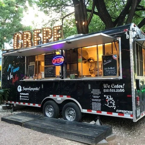 Mobile Food Truck With Fully Equipped Kitchen Street Vending Trailer With Fryer Grill Sink For Hot Dog Burger Pizza