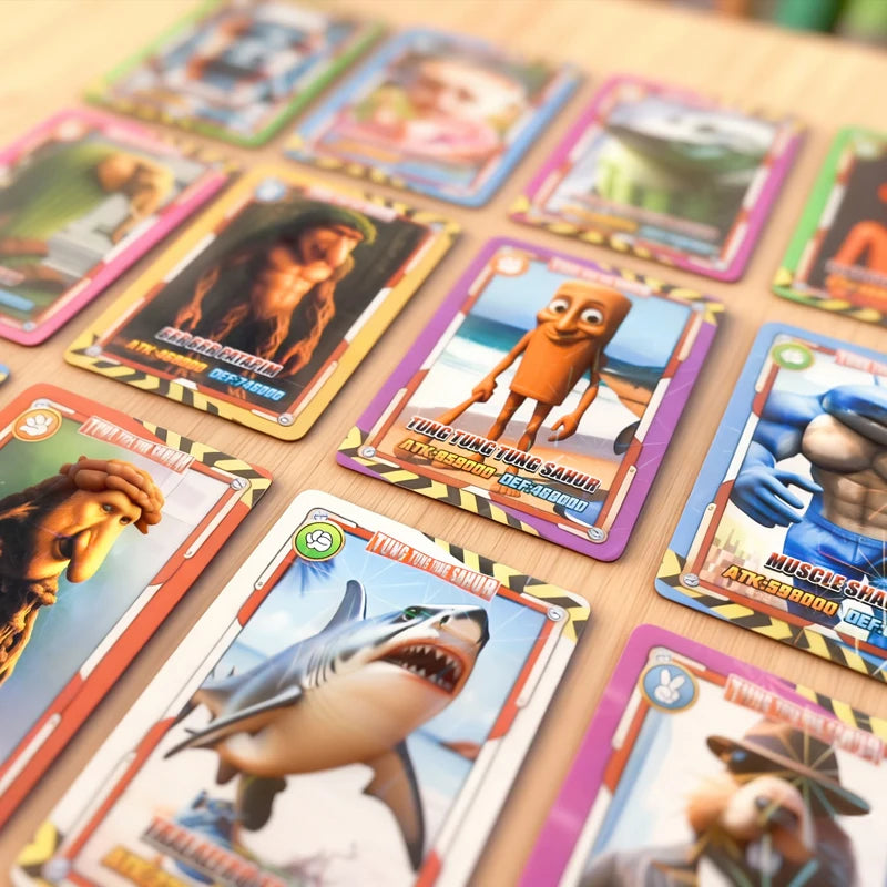 Italian Brainrot Trading Cards Collection Cards Tung Sahur Tralalero Tralala Game Card Battle Carte Toys For Fans Children Gift