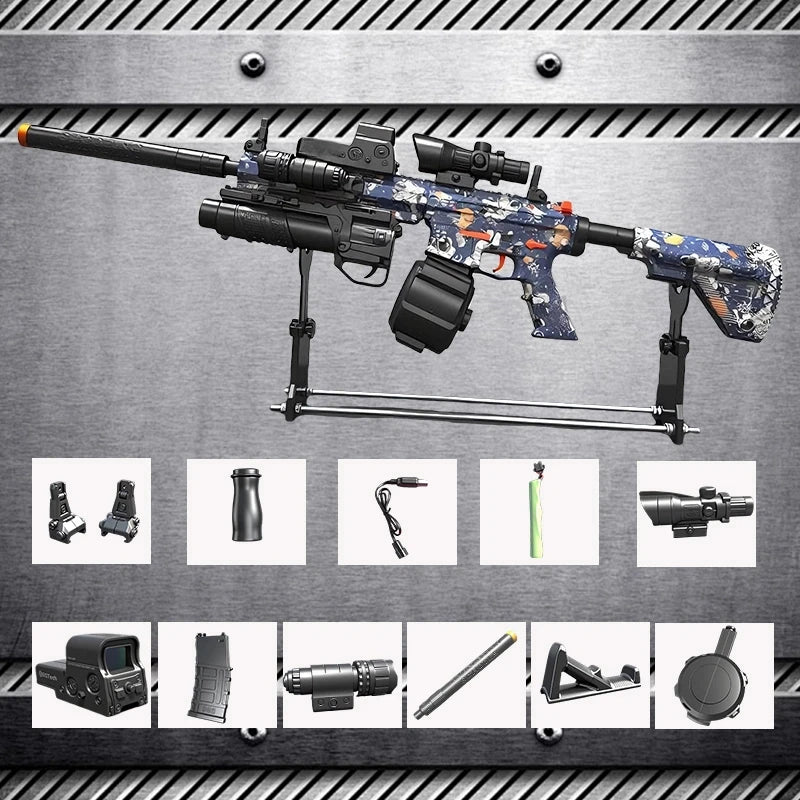 Large Gel Splatter Blaster for Orbeez with Glasses Suitable for Backyard Fun and Outdoor Team Shooting Games, HK416 Full Configuration