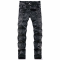 2025 new retro punk high street trendy rivet design black slim fit buckle men's jeans fashion classic denim pants