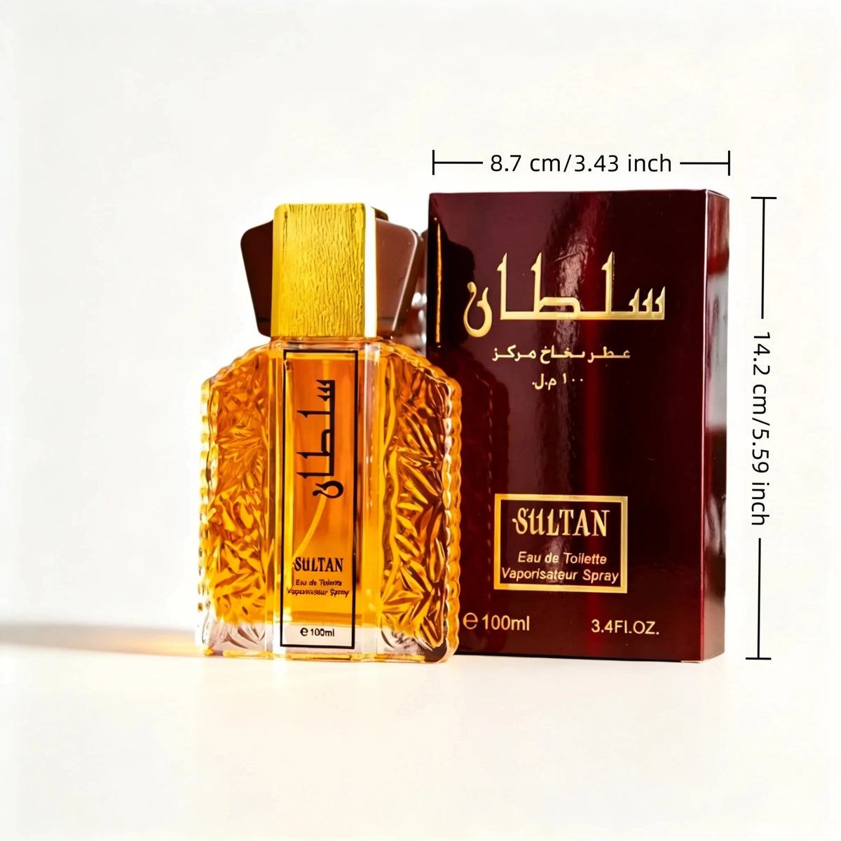 100ml Sultan Arabian Oriental Men Eau de Toilette, Long Lasting Floral Woody Cologne, Ylang Ylang Neroli Bergamot, Iris Rose Sandalwood Vanilla Scent, Luxury Middle Eastern Fragrance for Daily Dating Party Gift