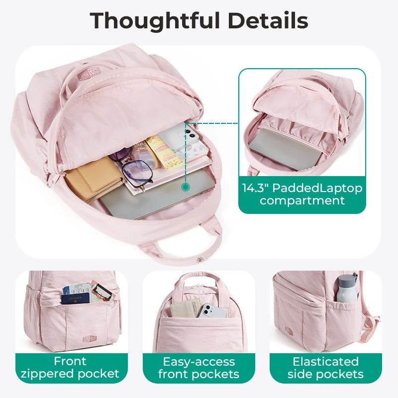BAGSMART Women's Backpack Large Capacity Laptop Travel Outdoor Carry on Luggage Bag Lightweight School Backpacks for Girl