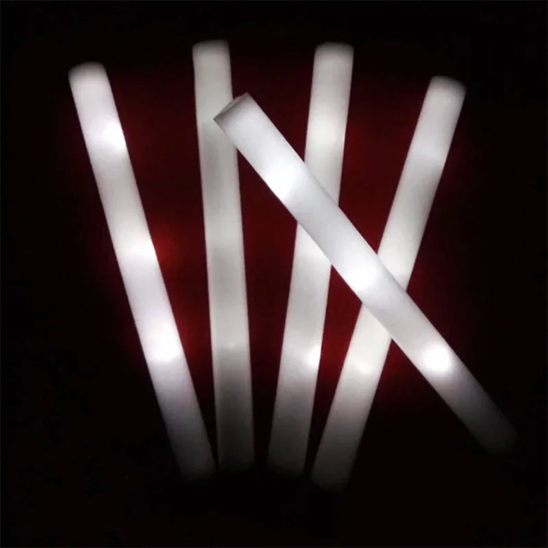12/30/60Pcs LED Glow Sticks Bulk Colorful RGB Glow Foam Stick Cheer Tube Dark Light for Xmas Birthday Wedding Party Supplies