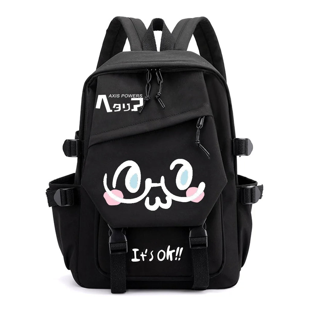 Axis Power Hetalia Backpack ‌fashion Cartoon Cute Print Student Schoolbag Men Women Lightweight Large Capacity Travel Backpacks