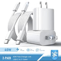 2 Set 40W PD USB C Fast Charger With 6FT Type C Cable Wall Charger Adapter Block Set For iPhone 17 17 Air 16 15 Pro Max iPad