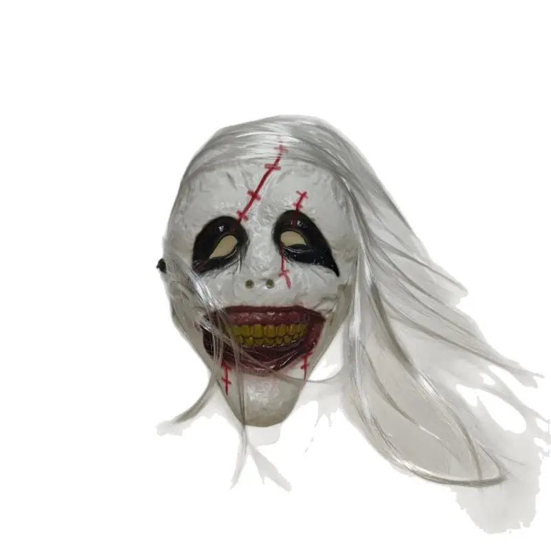 【S】Halloween Horror Terrifier Art The Clown Full Head Mask With Blood Splatter For Cosplay Party Haunted House