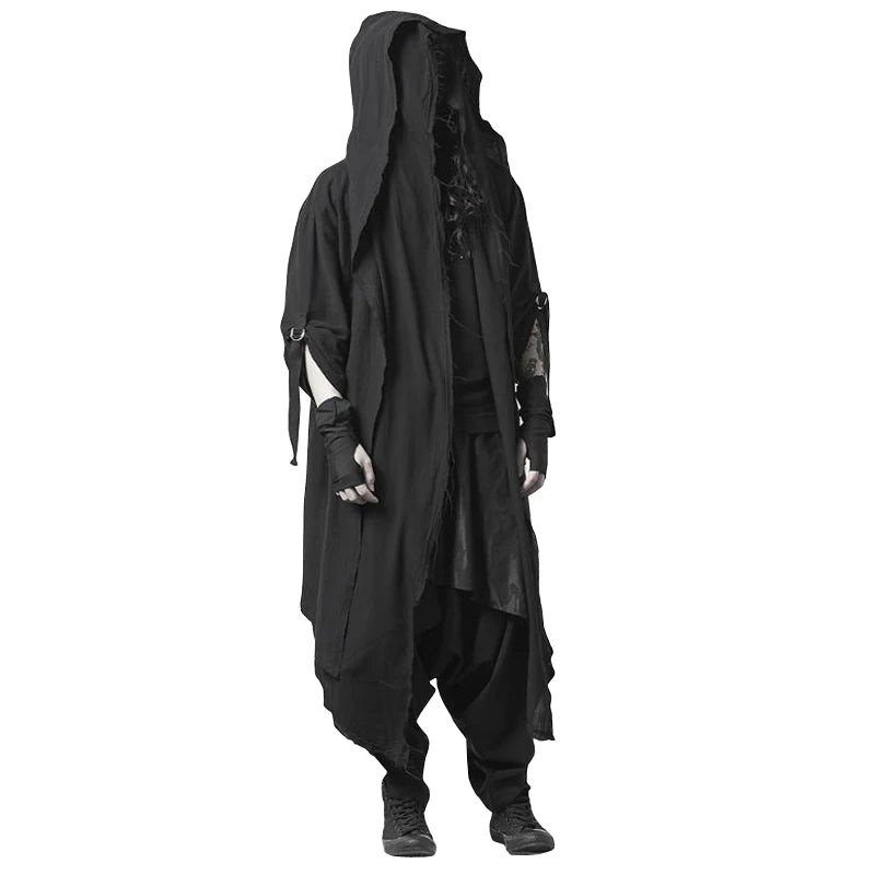 ARENS Techwear Goth Coat Men's Windbreaker Gothic Hip Hop Harajuku Dark Wear Long Cardigan Men Black Japanese Streetwear