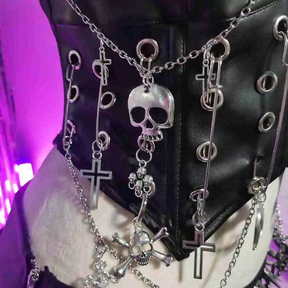 Goth Top Y2K Clothes Women's Tanks Emo Clothing Gothic Boho Tops with Spikes Skull Punk Rock Teens Rave Festival Spiked Grunge