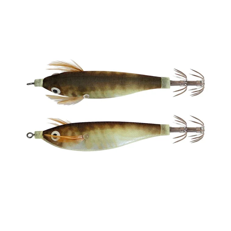 BRAVMACK 2Pcs Squid Jig Hook Fishing Lure Luminous 10cm 9g Artificial Fake Octopus Lures Wood Shrimp Cuttlefish Hard Bait Tackle