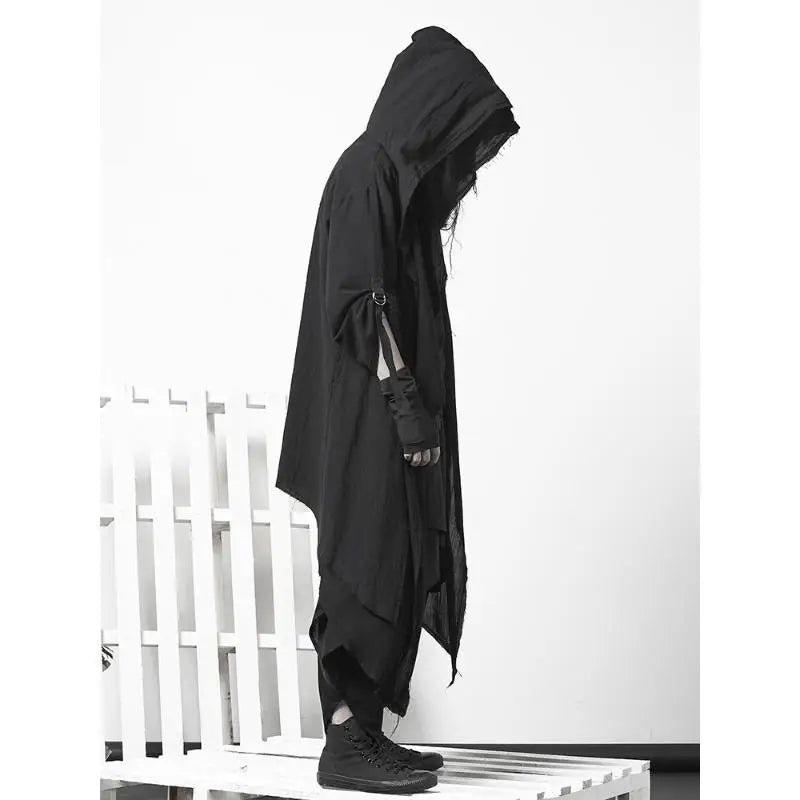 ARENS Techwear Goth Coat Men's Windbreaker Gothic Hip Hop Harajuku Dark Wear Long Cardigan Men Black Japanese Streetwear