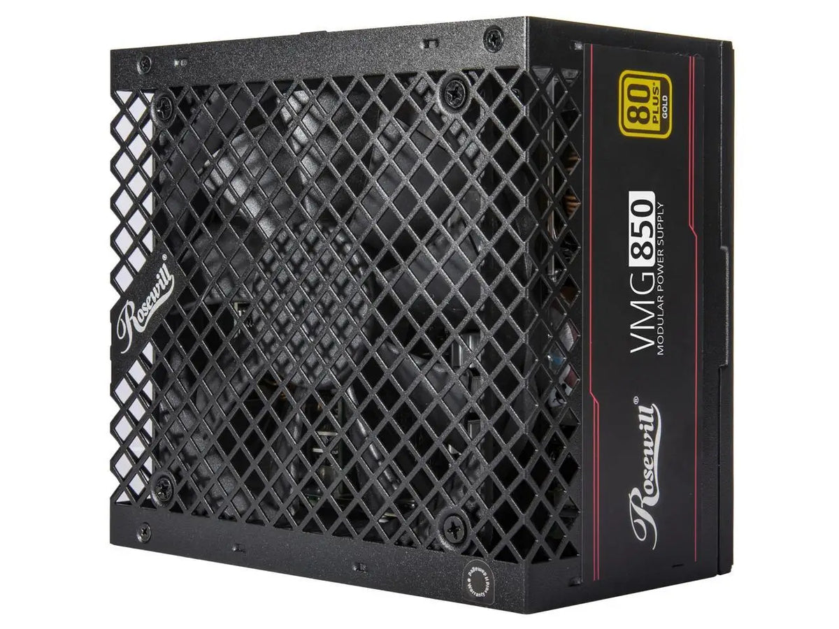 Rosewill VMG 850W 80+ Gold, ATX 3.0 & 3.1 Compatible, Full Modular Low-Noise Power Supply, PCIe 5.1 12V-2x6 Connector, 100% Japanese Electrolytic Capacitor, 120mm FDB Silent Fan - VMG850