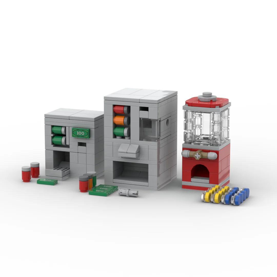 City Series MOC Scenes Street Vending machine View machine Decoration DIY Building Blocks Education Kids Toys