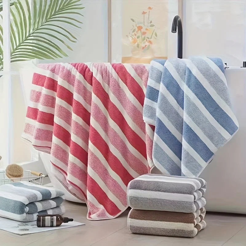 8 Piece Durable Decorative Two Tone Striped Towel Set Ultra Soft Lint Free Breathable Skin Friendly Quick Drying High Absorbency Bathroom Towels for Home Hotel Guest Bathroom 2 Bath 2 Face 4 Hand Towels Included