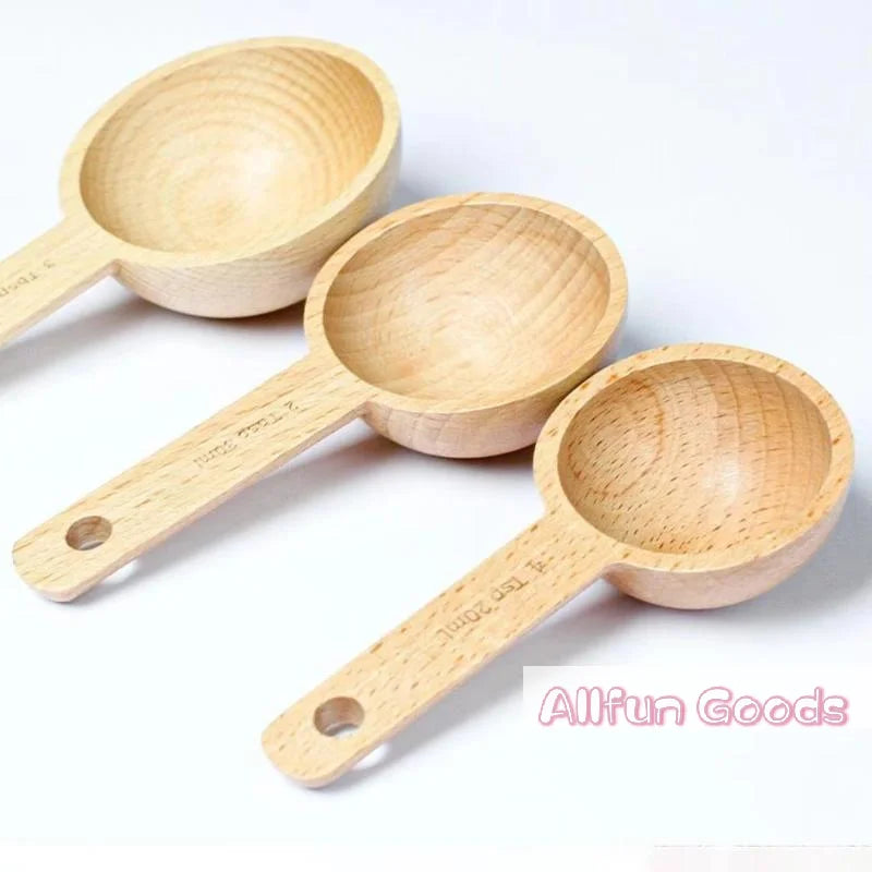 [TG835]1Pcs 7.5 To 45ML Portable Beech Walnut Wooden Measuring Spoon Multipurpose Coffee Tea Sugar Kitchen Gadget