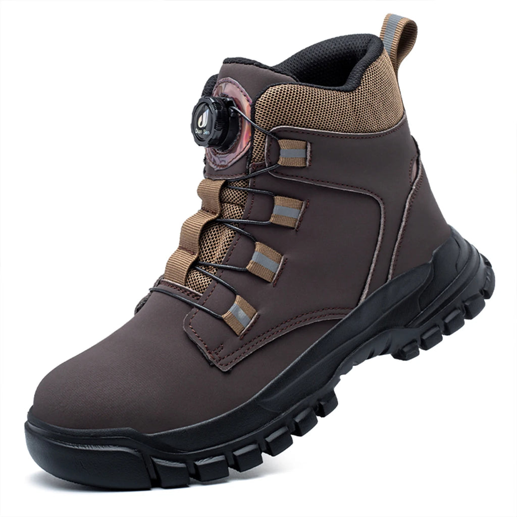 Rotating Button Work Shoes for Men Anti Puncture Protective Boots Sneakers Waterproof Work Safety Shoes Non Slip Steel Toe Shoes