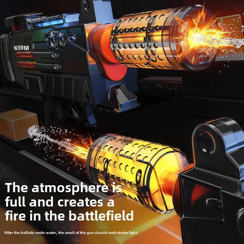 Electric Water Gun Toy with Flare Flame Lights AutomaticWater Machine Splashing Outdoor Beach Toys for Boy Gift
