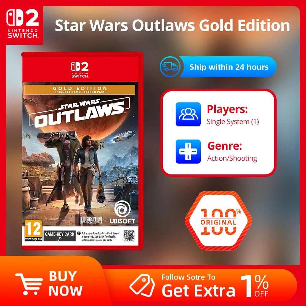 Nintendo Switch 2 Game - Star Wars Outlaws Gold Edition - Signature Edition Nintendo Physical Game Card for Switch 2