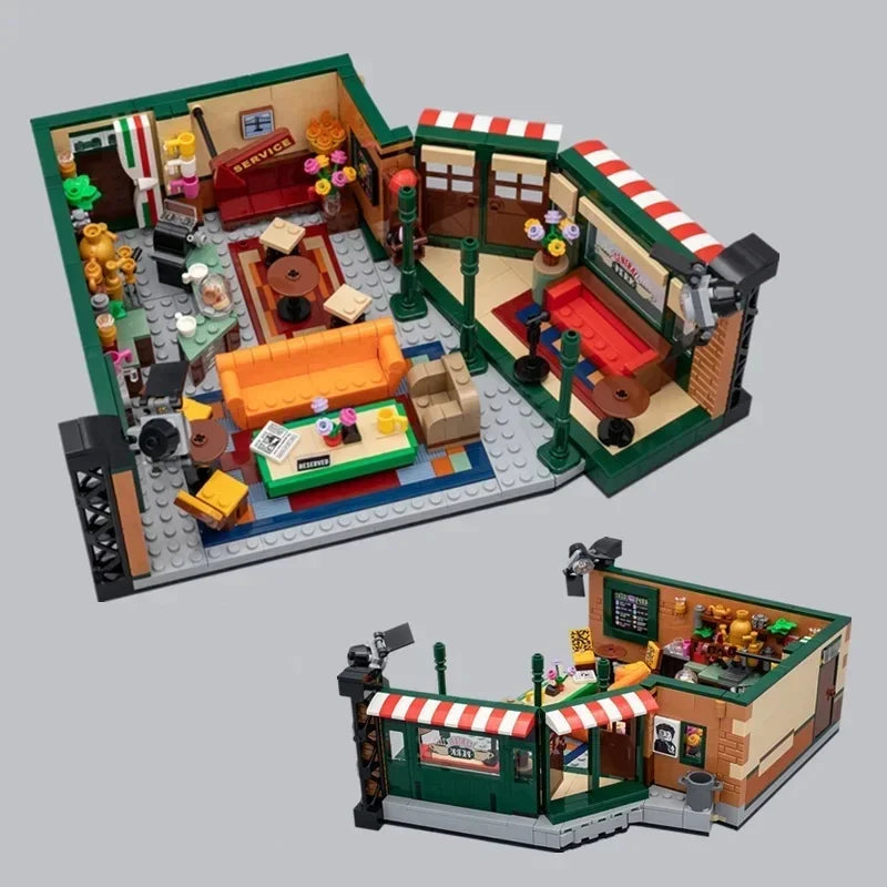 Friends House Family Classic City Central Apartment Building Block Cafe Room MOC-Streetview Model Toy Gift