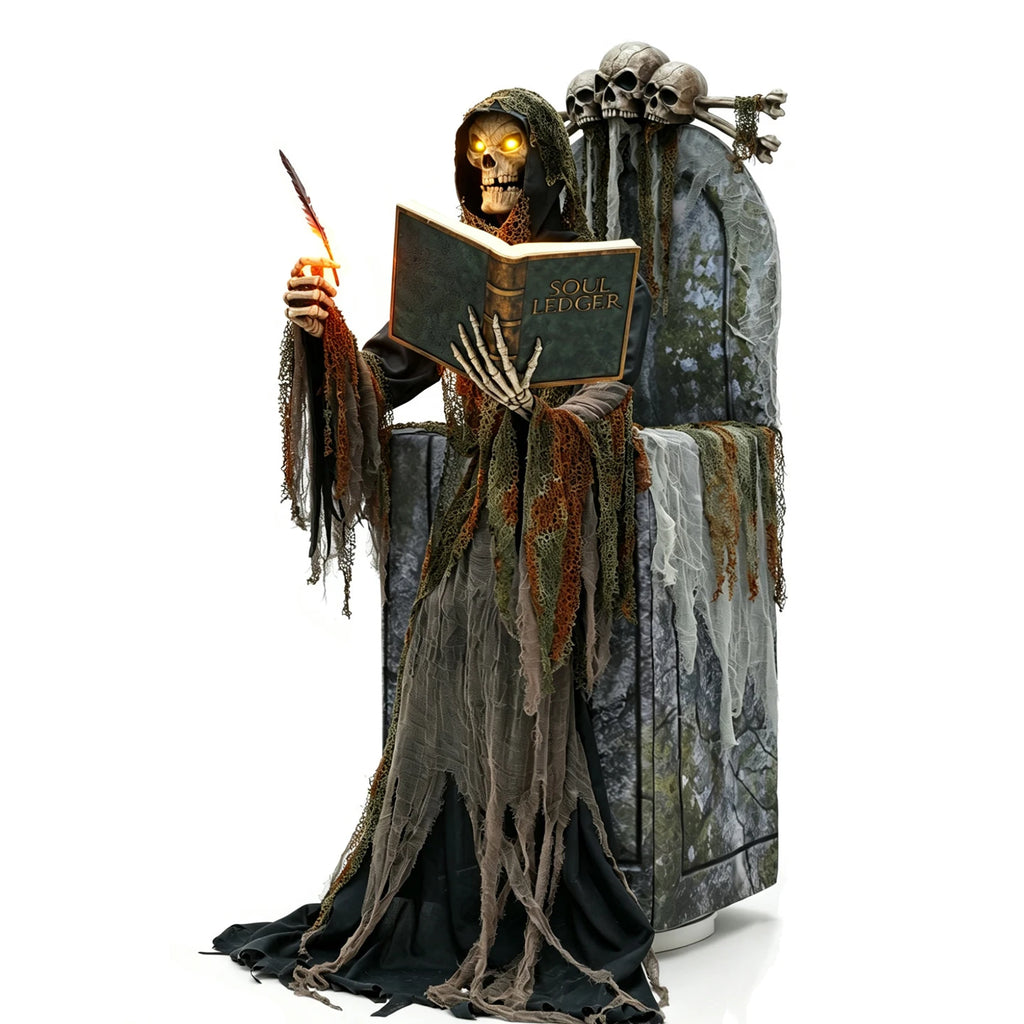 Halloween Animatronics Decoration Large Mechanical Soul Reaper Skeleton Light Up Ornament Haunted House Scene Layout