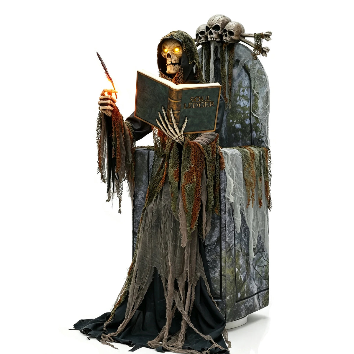 Halloween Animatronics Decoration Large Mechanical Soul Reaper Skeleton Light Up Ornament Haunted House Scene Layout