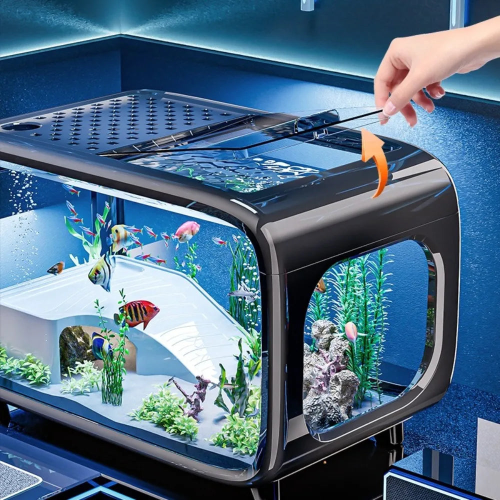 Transparent Luxury Fish Tank Durable Living Room Decoration Small Goldfish Aquarium Drop-resistant Fish Tank Supplies